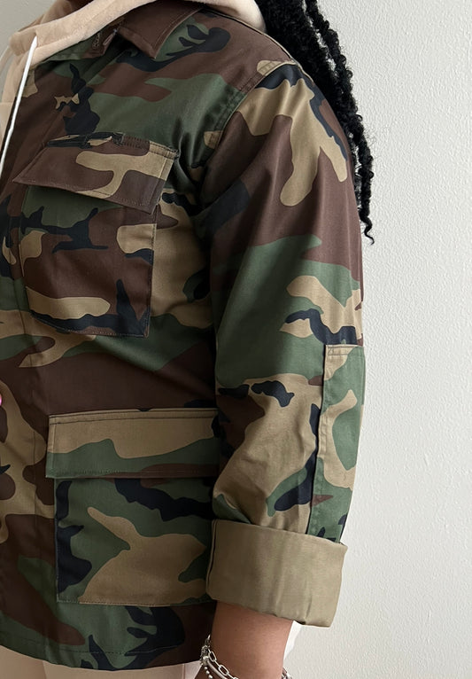 “Be Thou” Oversized Camo Jacket